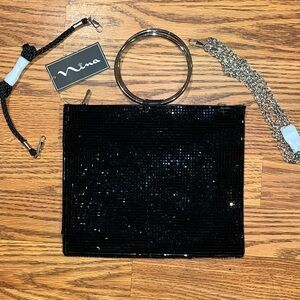 NINA new evening bag crossbody clutch w/ extra chain strap